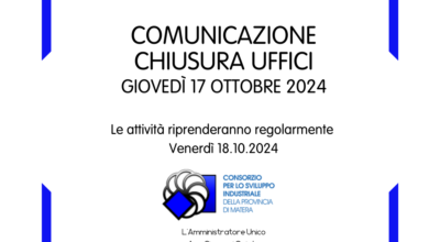 Comunicazione chiusura uffici giovedì 17 ottobre 2024